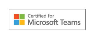 Certified for Microsoft Teams badge — four-color Microsoft window icon left of the text 'Certified for Microsoft Teams' inside a rectangular outline.